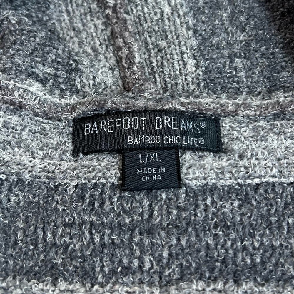 Barefoot‎ Dreams Bamboo Chic Lite Gray Stripe Calypso Wrap Cardigan Sweater L/XL - Picture 4 of 7